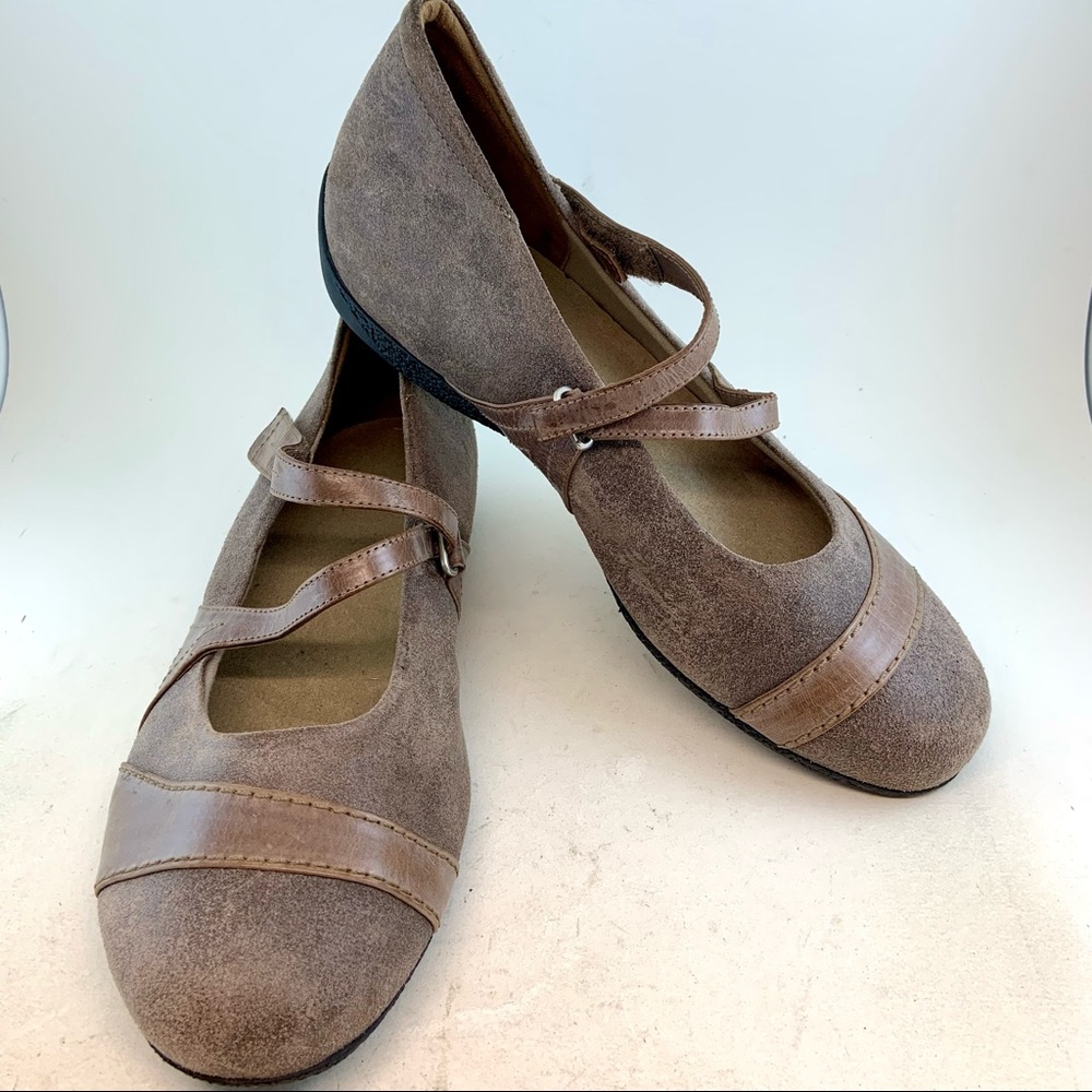 Ziera Brown Taupe Xray Z Strap Mary Janes Flats 42 11.5 XW Extra Wide NO INSOLES